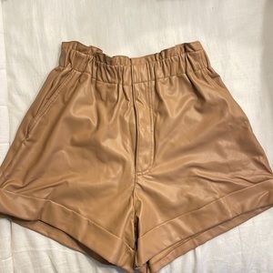 Abercrombie vegan leather paper bag shorts